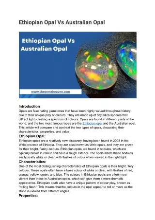 A New Chapter_ Ethiopian Opal Vs Australian Opal