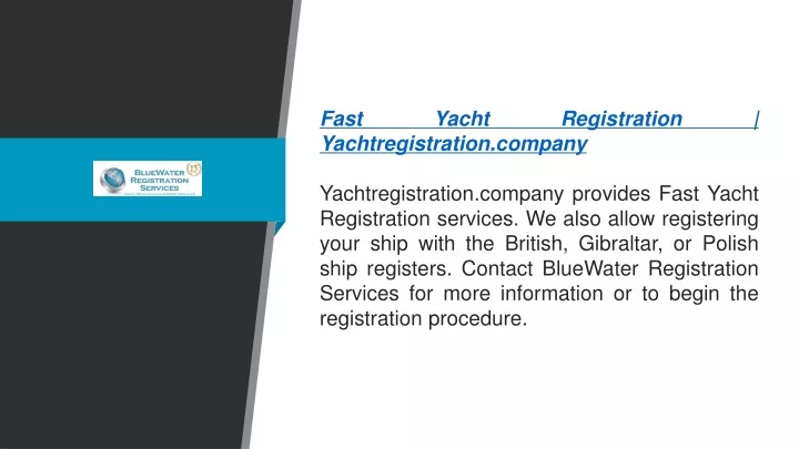 fast yacht registration yachtregistration company