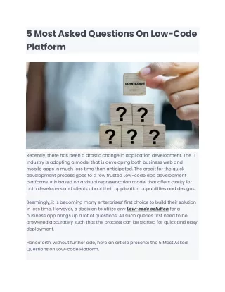5 Most Asked Questions On Low-Code Platform