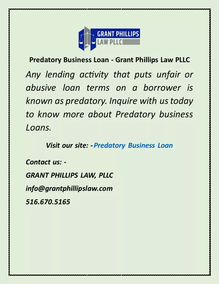 predatory business loan grant phillips law pllc