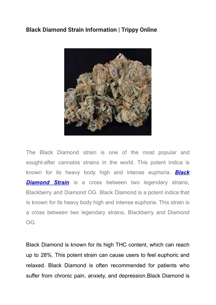 black diamond strain information trippy online