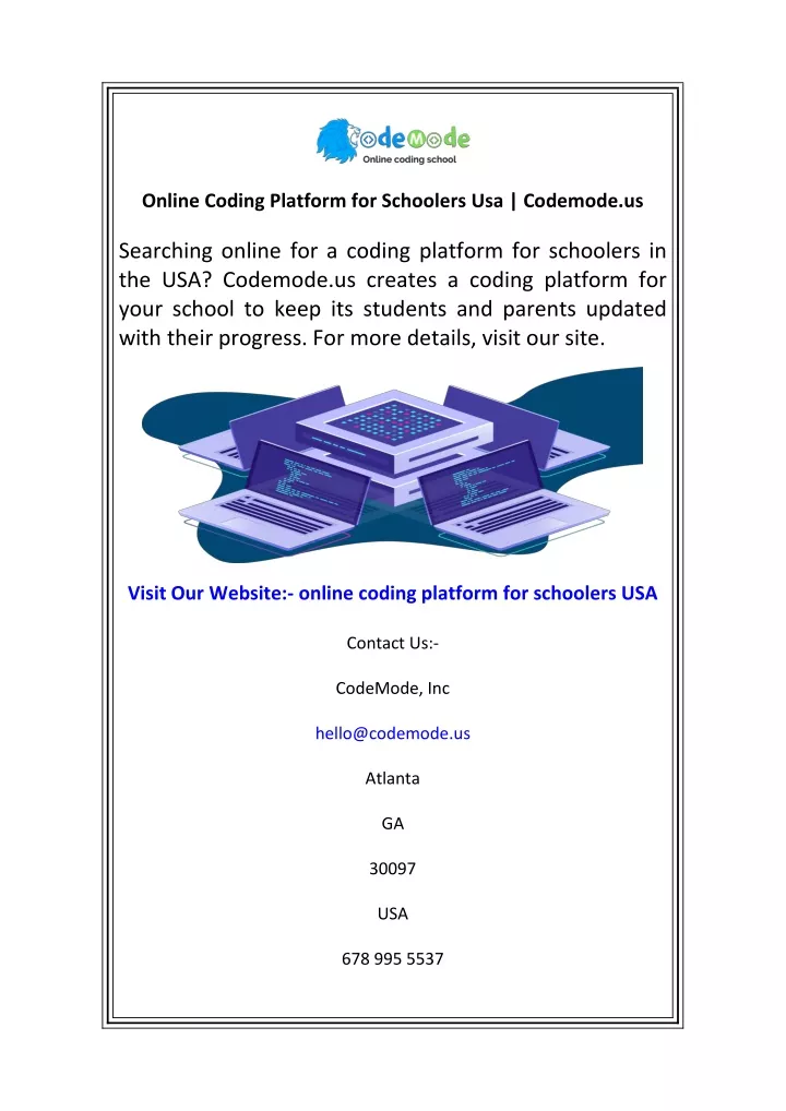 online coding platform for schoolers usa codemode