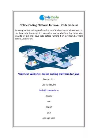 Online Coding Platform for Java  Codemode.us