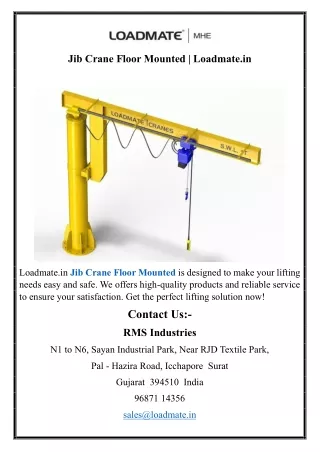 jib crane floor mounted loadmate in