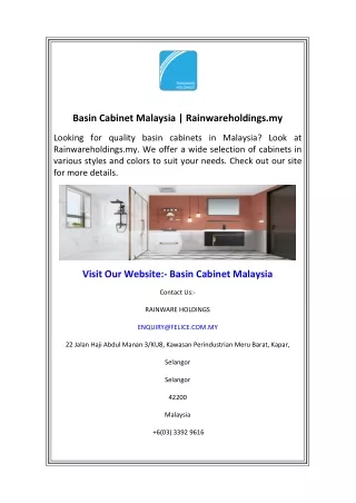 Basin Cabinet Malaysia  Rainwareholdings.my