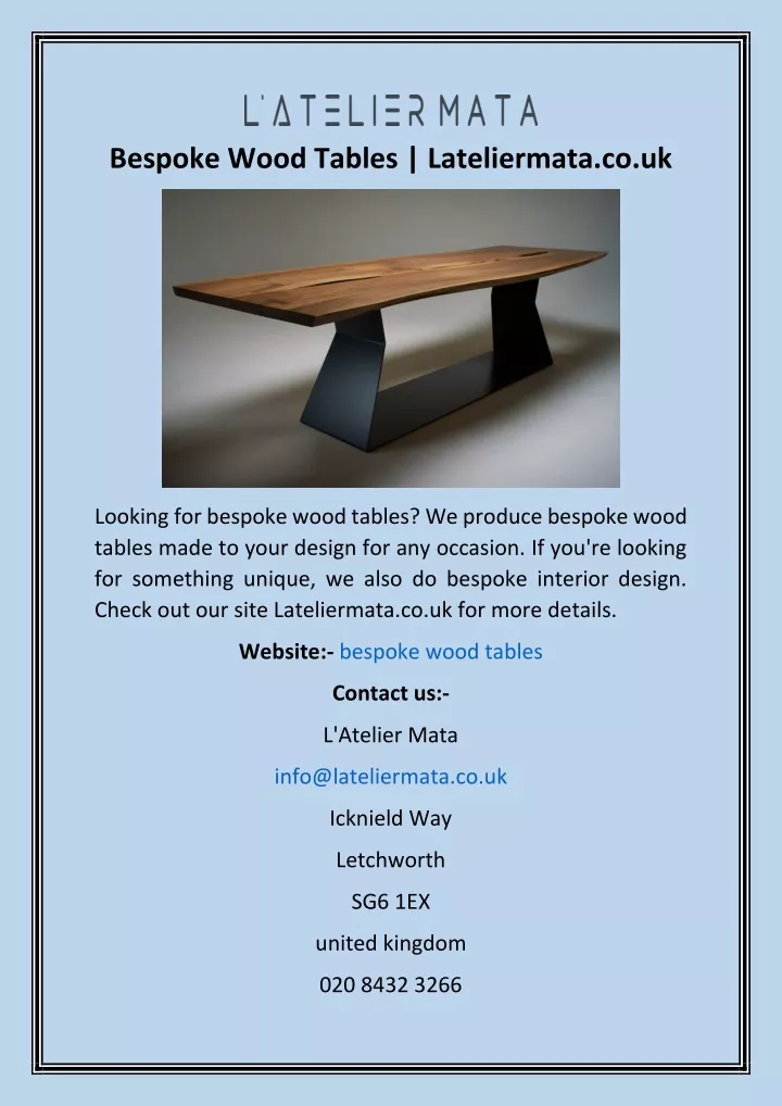 bespoke wood tables lateliermata co uk