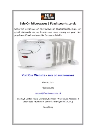 Sale On Microwaves  Fbadiscounts.co.uk