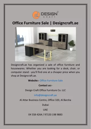 Office Furniture Sale  Designcraft.ae