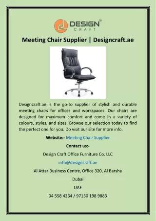 Meeting Chair Supplier  Designcraft.ae