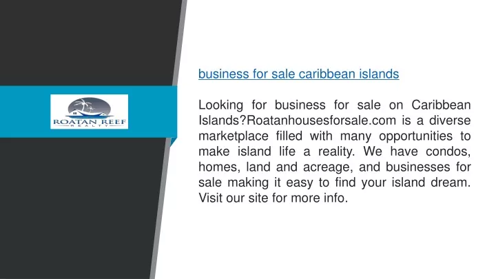 business for sale caribbean islands looking