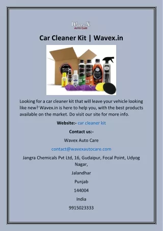 Car Cleaner Kit  Wavex.in
