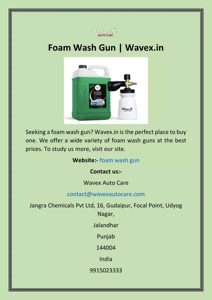 foam wash gun wavex in