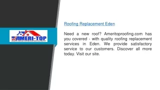 Roofing Replacement Eden  Ameritoproofing.com