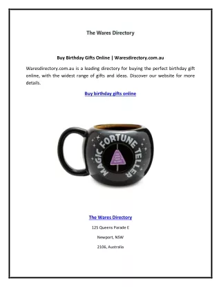 Buy Birthday Gifts Online | Waresdirectory.com.au