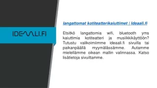 langattomat kotiteatterikaiuttimet ideaali