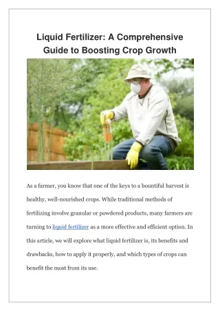 liquid fertilizer a comprehensive guide