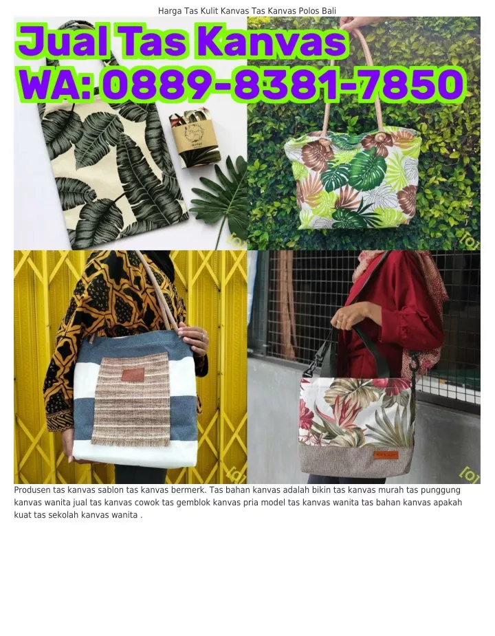 harga tas kulit kanvas tas kanvas polos bali