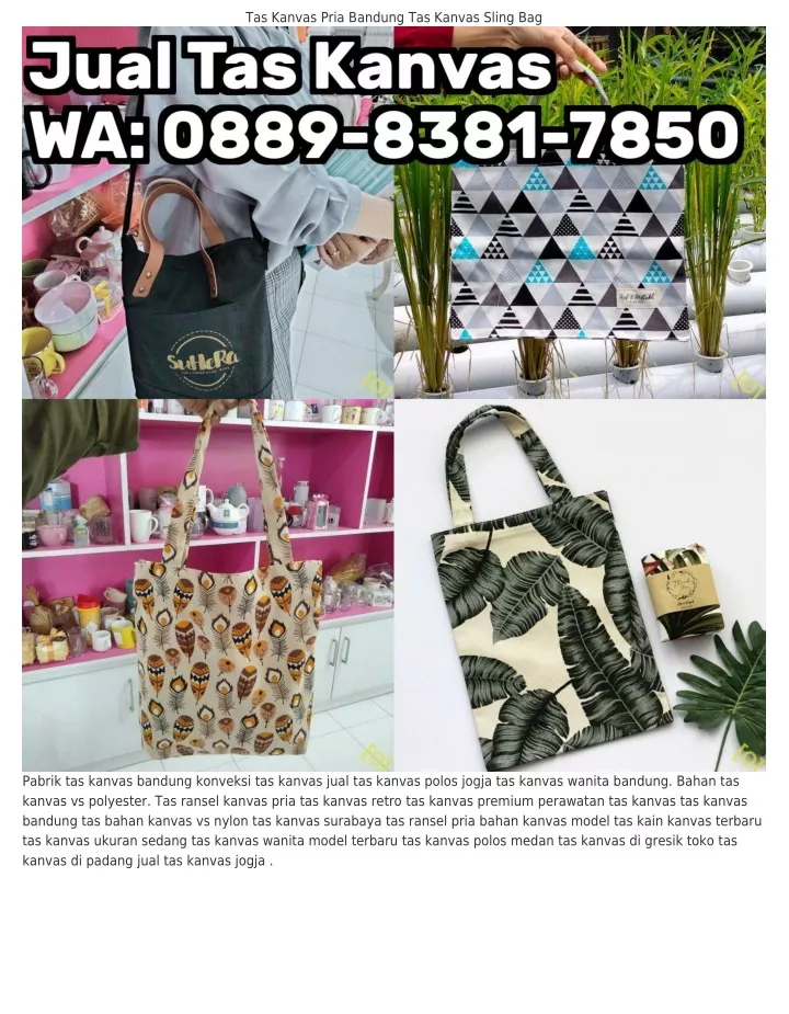 tas kanvas pria bandung tas kanvas sling bag