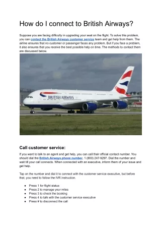 How do I connect to British Airways