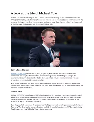 A Look at the Life of Michael Cole