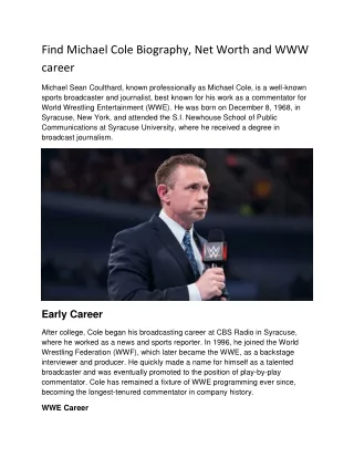 Find Michael Cole Biography