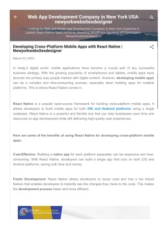 Developing Cross-Platform Mobile Apps with React Native-Newyorkwebsitesdesigner