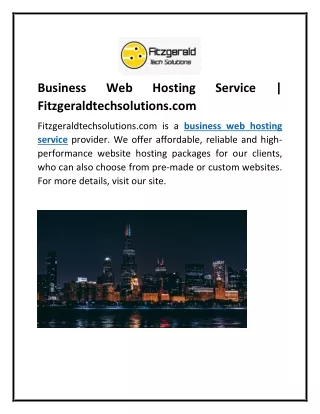 Business Web Hosting Service | Fitzgeraldtechsolutions.com