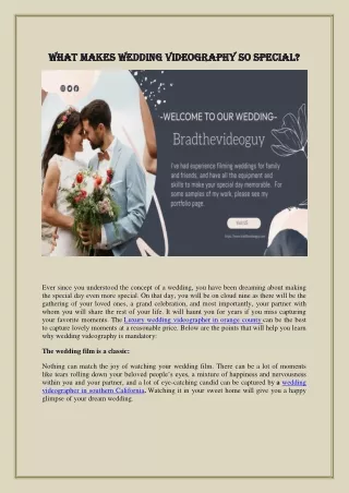 What makes wedding videography so special