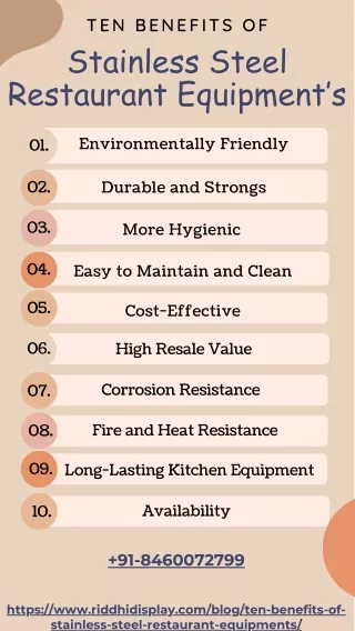 Ten Benefits of Stainless Steel Restaurant Equipments - Riddhi Display