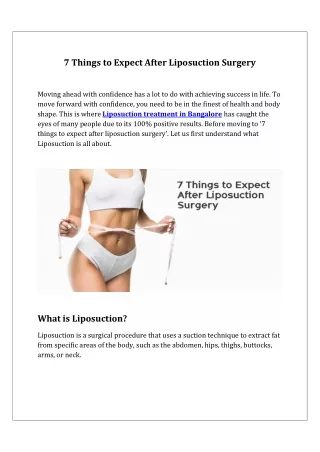 7 Things to Expect After Liposuction Surgery | Bangalore