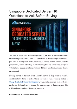 singapore dedicated server 10 questions