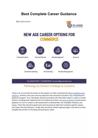 Best Complete Career Guidance | PR career solutions