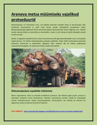 Areneva metsa müümiseks vajalikud protseduurid