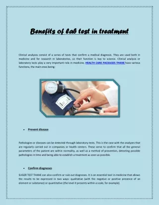 Benefits of lab test in treatment