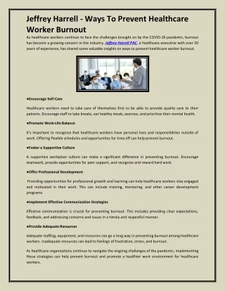 jeffrey harrell ways to prevent healthcare worker