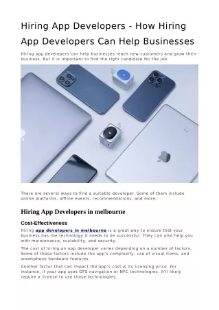 Hiring App Developers - How Hiring App Developers Can Help Businesses