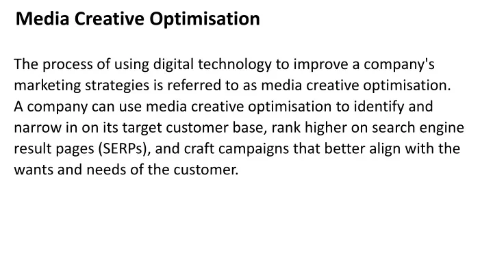 media creative optimisation