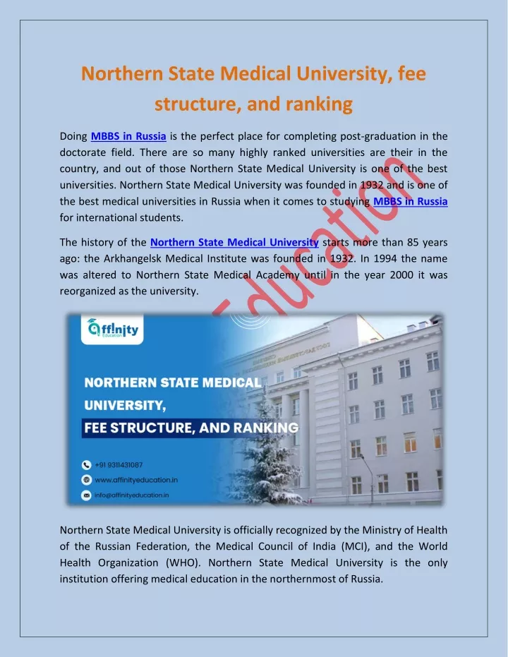 northern state medical university fee structure