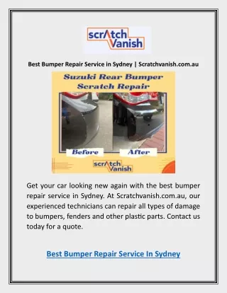 best bumper repair service in sydney