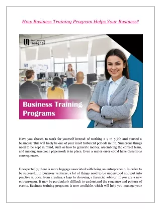 How Business Training Program Helps Your Business?