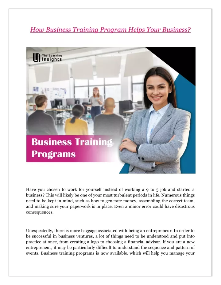 how business training program helps your business