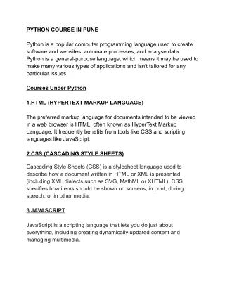 PYTHON COURSE IN PUNE