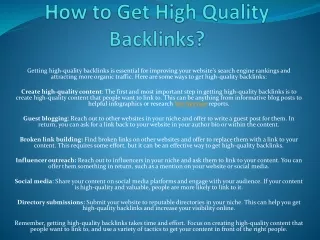 how to get high quality backlinks