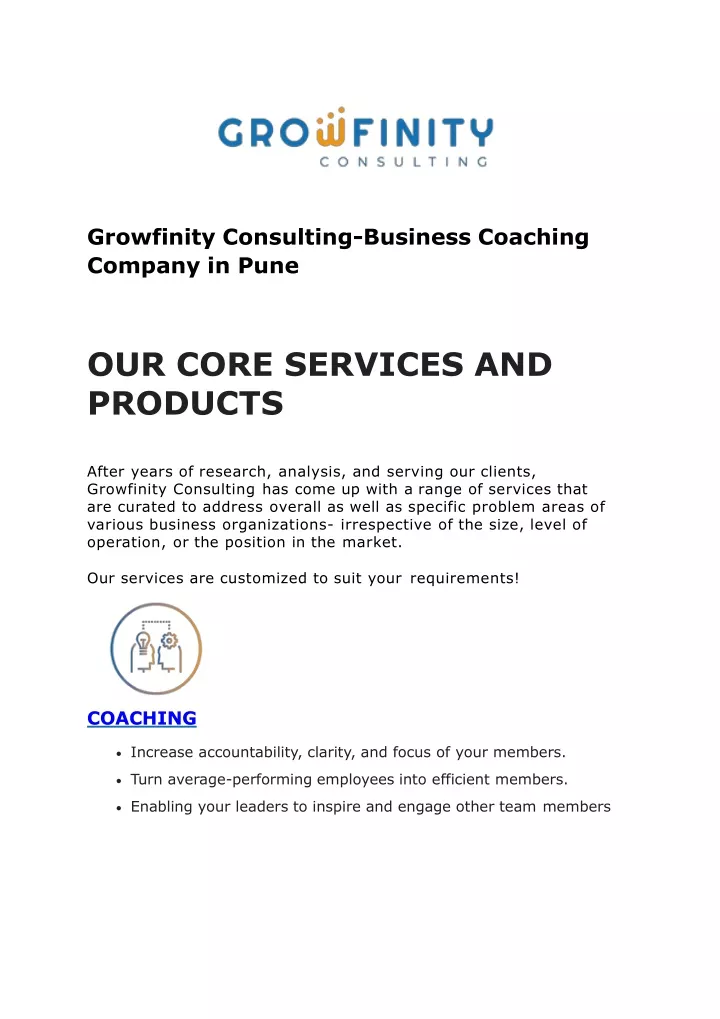 our core services and products