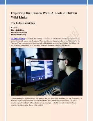 exploring the unseen web a look at hidden wiki