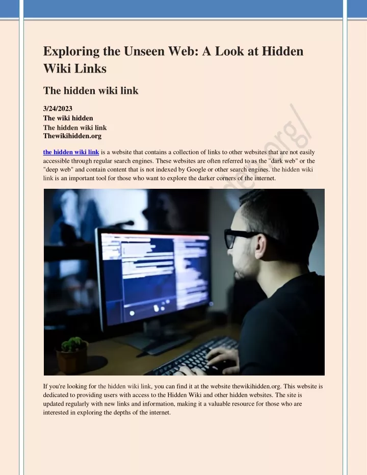 exploring the unseen web a look at hidden wiki