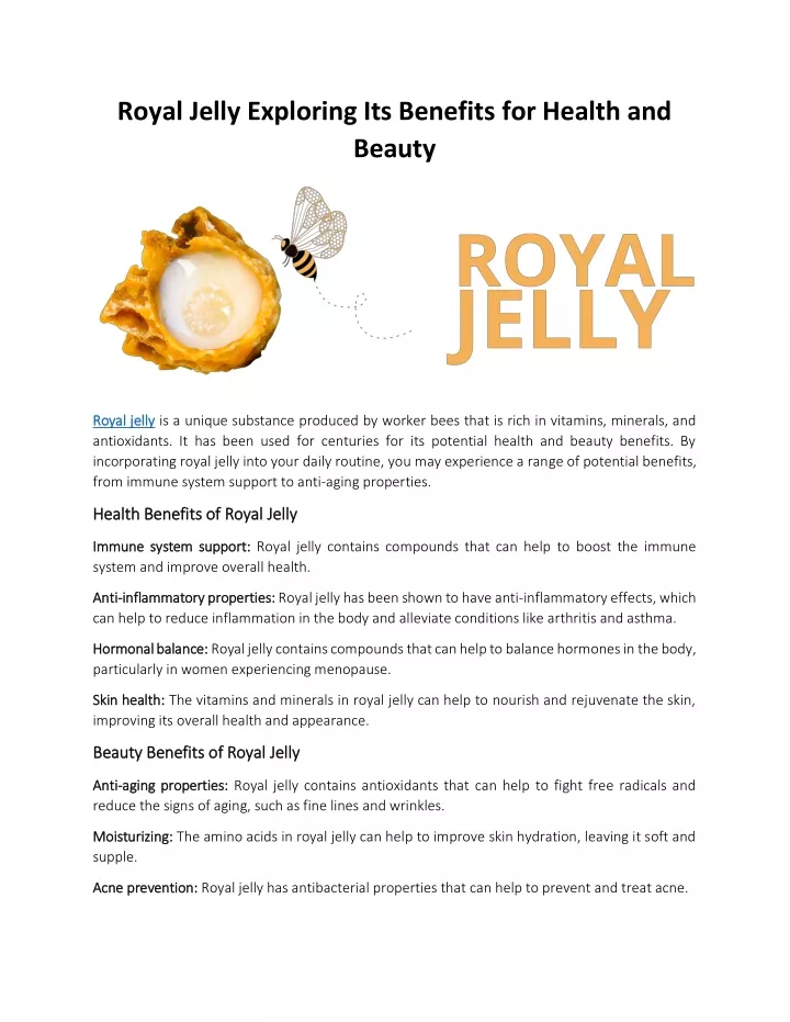 royal jelly exploring its benefits for health