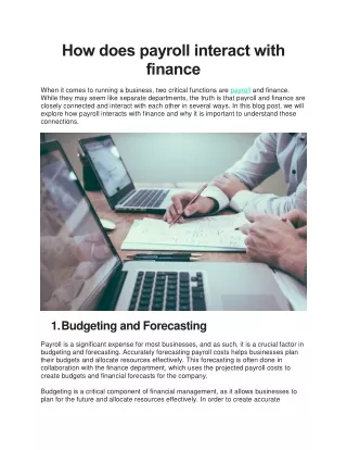 how does payroll interact with finance
