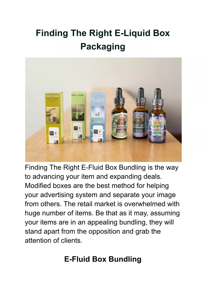 finding the right e liquid box packaging