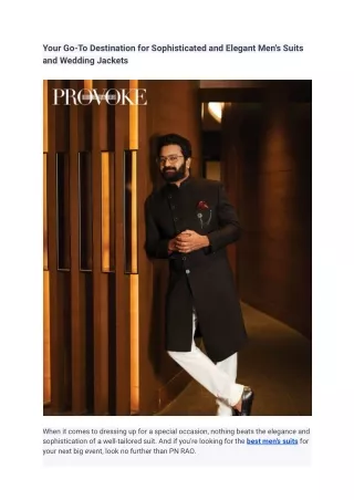 PNRAO Elegant Men's Suits and Wedding Jackets